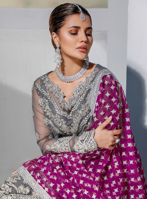 Jazmine Embroidered Organza Suits Unstitched 3 Piece - Onyx Aura