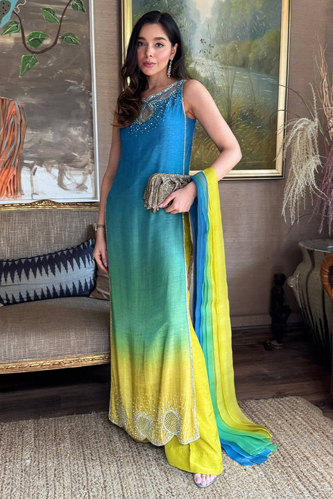 FARIDA HASAN - Luxury Lawn 3 Piece Unstitched - Neon Ombre