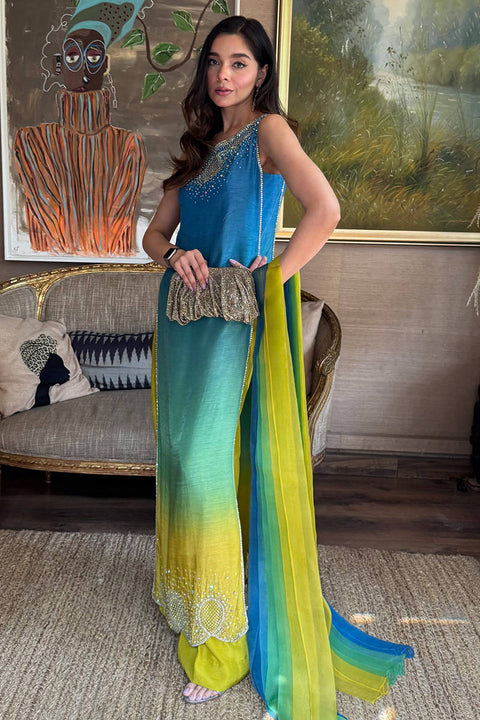 FARIDA HASAN - Luxury Lawn 3 Piece Unstitched - Neon Ombre