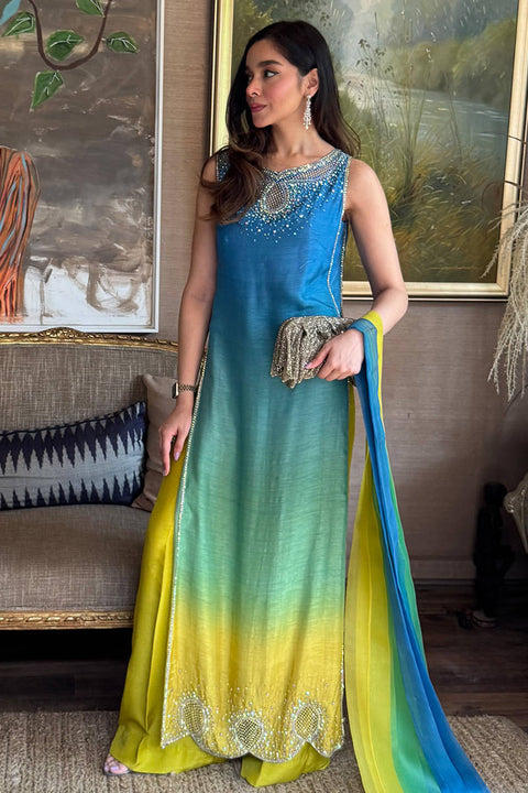 FARIDA HASAN - Luxury Lawn 3 Piece Unstitched - Neon Ombre