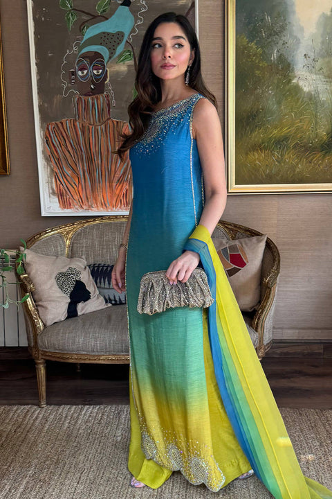 FARIDA HASAN - Luxury Lawn 3 Piece Unstitched - Neon Ombre