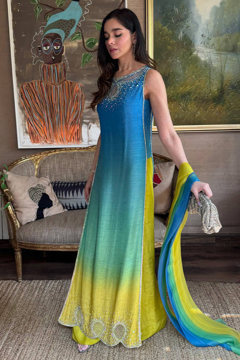 FARIDA HASAN - Luxury Lawn 3 Piece Unstitched - Neon Ombre