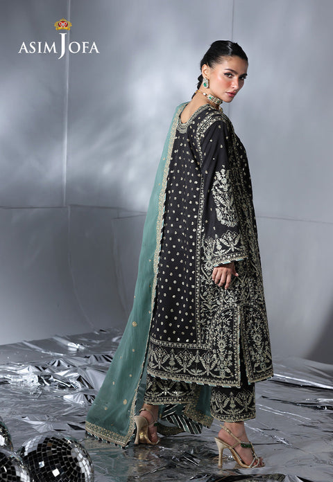 ASIM JOFA - Unstitched Embroidered Chiffon Suit | bl-1