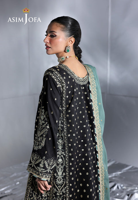ASIM JOFA - Unstitched Embroidered Chiffon Suit | bl-1