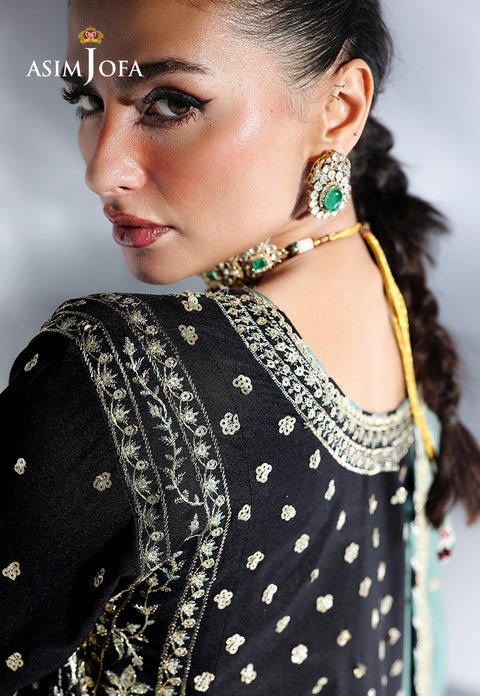 ASIM JOFA - Unstitched Embroidered Chiffon Suit | bl-1