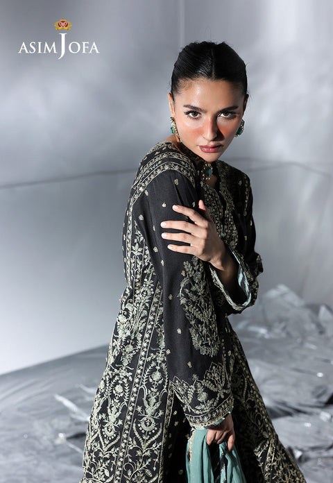 ASIM JOFA - Unstitched Embroidered Chiffon Suit | bl-1