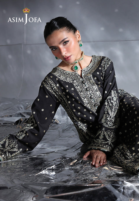 ASIM JOFA - Unstitched Embroidered Chiffon Suit | bl-1