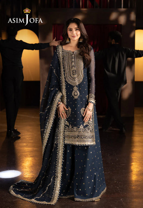 Asim jofa - 3PC CHIFFON EMBROIDERED WITH EMBROIDERED DUPATTA - AJFO-02