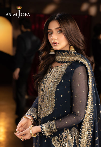 Asim jofa - 3PC CHIFFON EMBROIDERED WITH EMBROIDERED DUPATTA - AJFO-02
