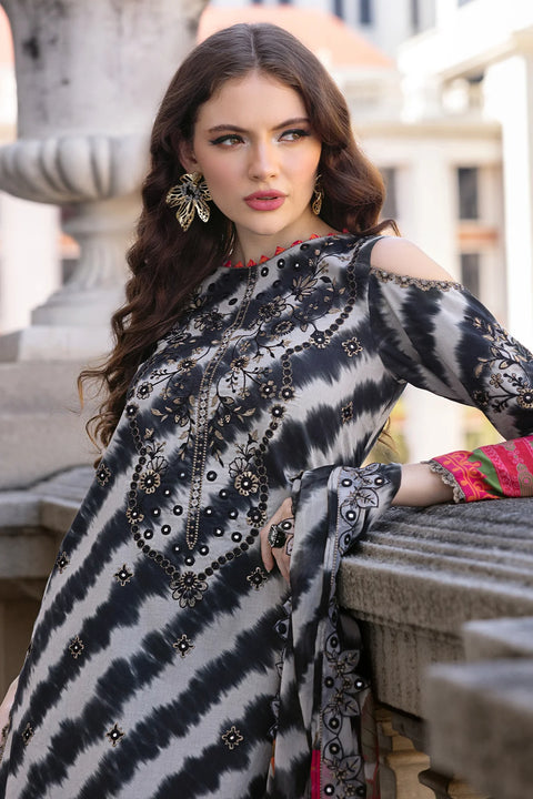 CHARIZMA - 3PC LAWN EMBROIDERED SHIRT WITH EMBROIDERED DUPATTA AND COTTON TROUSER - AG5-01