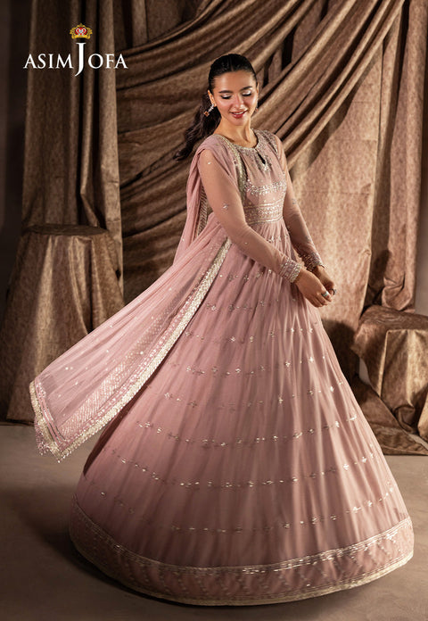 ASIM JOFA Embroidered Chiffon Suits Unstitched 3 Piece - Luxury Formals Collection