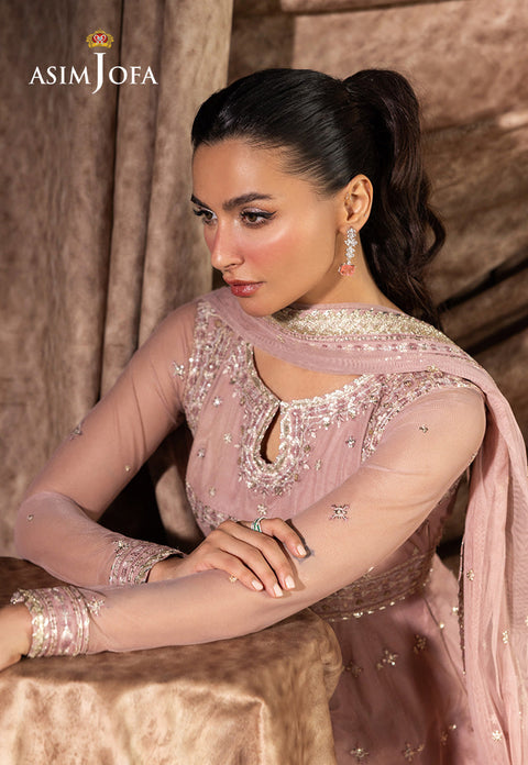 ASIM JOFA Embroidered Chiffon Suits Unstitched 3 Piece - Luxury Formals Collection