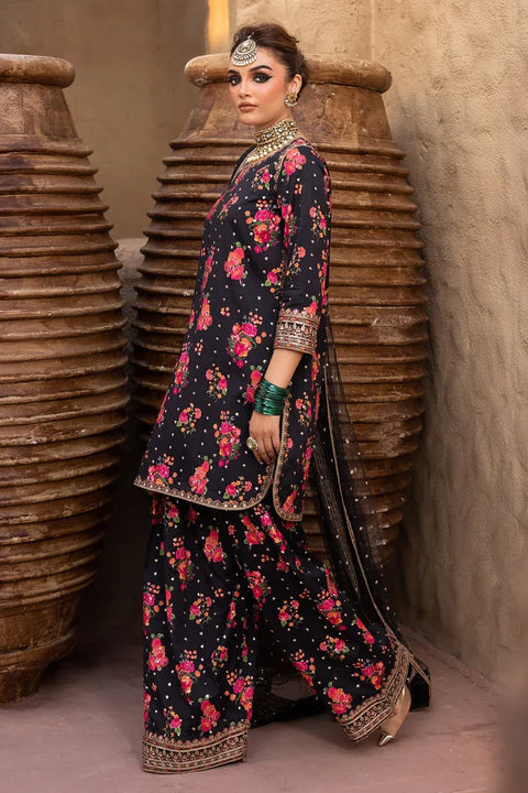Charizma - 3 Piece Unstitched Embroidered Lawn Suit : BK-01