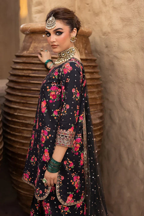 Charizma - 3 Piece Unstitched Embroidered Lawn Suit : BK-01