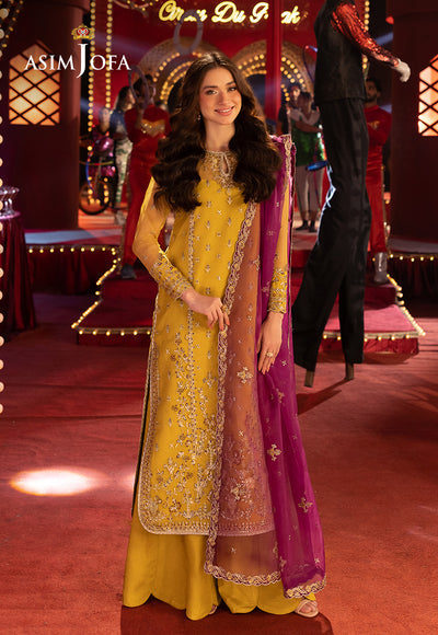 Asim jofa - 3PC CHIFFON EMBROIDERED WITH EMBROIDERED DUPATTA - yl-AJFO-05