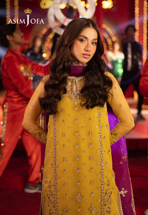 Asim jofa - 3PC CHIFFON EMBROIDERED WITH EMBROIDERED DUPATTA - yl-AJFO-05