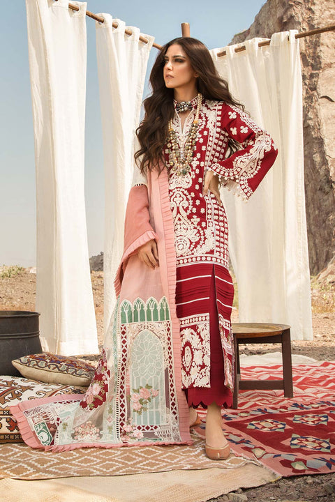 CRIMSON - Luxury Lawn 3-PC Unstitched Festive Edit Lawn Collection Aari Revival Ruby