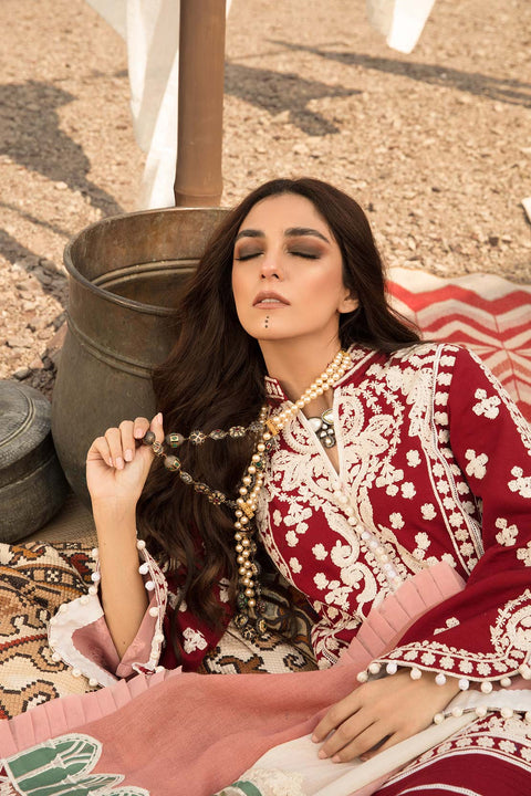 CRIMSON - Luxury Lawn 3-PC Unstitched Festive Edit Lawn Collection Aari Revival Ruby