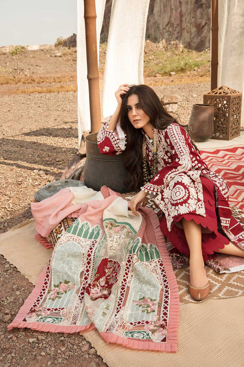 CRIMSON - Luxury Lawn 3-PC Unstitched Festive Edit Lawn Collection Aari Revival Ruby