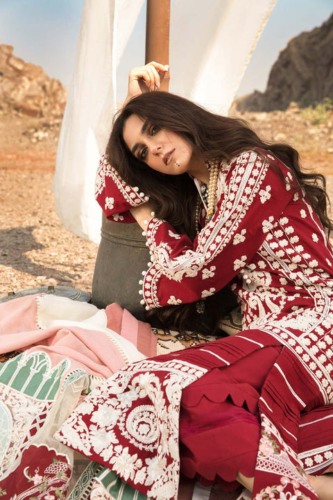 CRIMSON - Luxury Lawn 3-PC Unstitched Festive Edit Lawn Collection Aari Revival Ruby