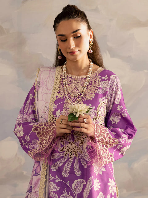 Mahnur - 3 Piece Unstitched Embroidered Lawn Suit -K - 10