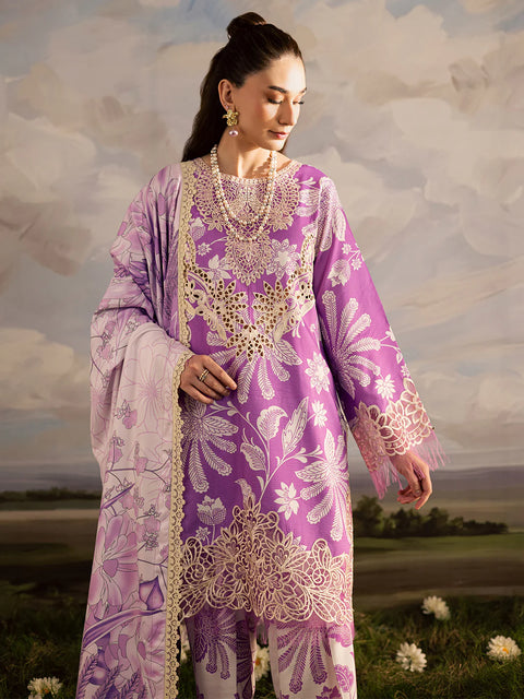 Mahnur - 3 Piece Unstitched Embroidered Lawn Suit -K - 10
