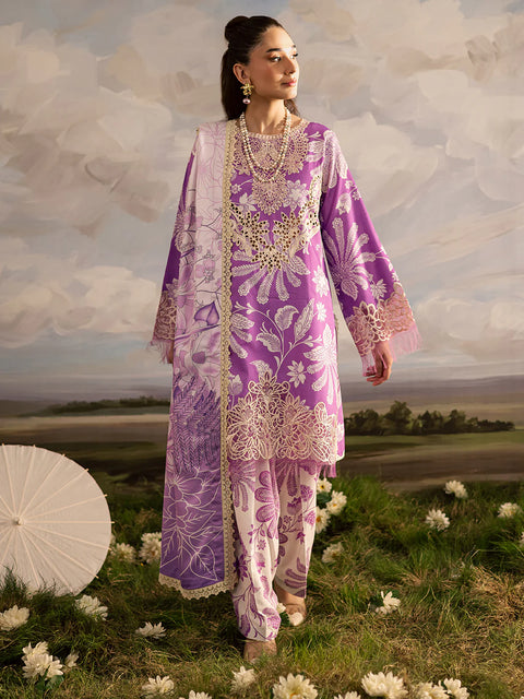 Mahnur - 3 Piece Unstitched Embroidered Lawn Suit -K - 10