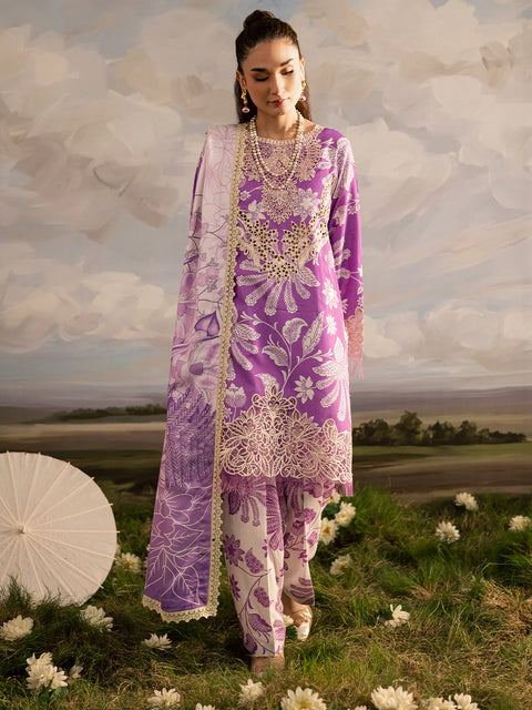 Mahnur - 3 Piece Unstitched Embroidered Lawn Suit -K - 10