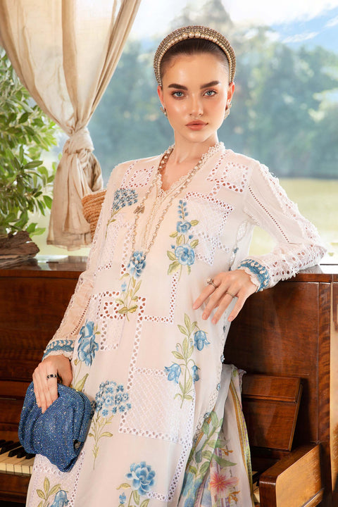 MARIA B - 3 Piece Unstitched Chickenkari Embroidered Printed Lawn Suit | MPT-2501-A