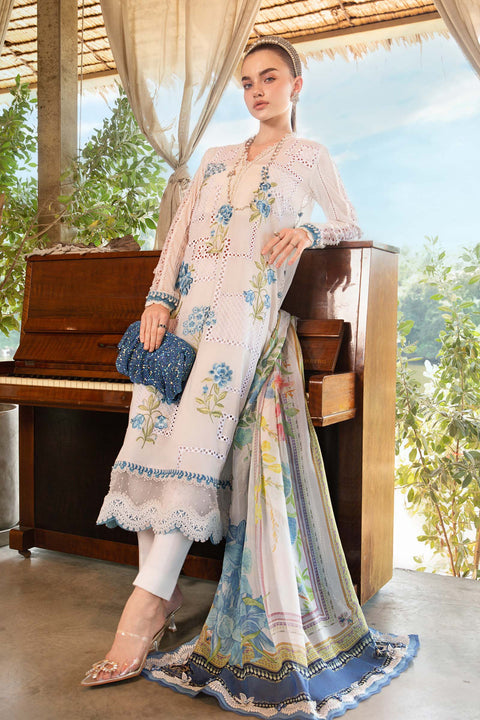 MARIA B - 3 Piece Unstitched Chickenkari Embroidered Printed Lawn Suit | MPT-2501-A