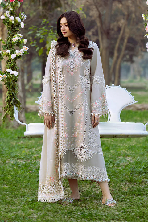 BIN ILYAS LUXURY LAWN- 3PCS Embroidered Lawn Suits Unstitched -104 - B