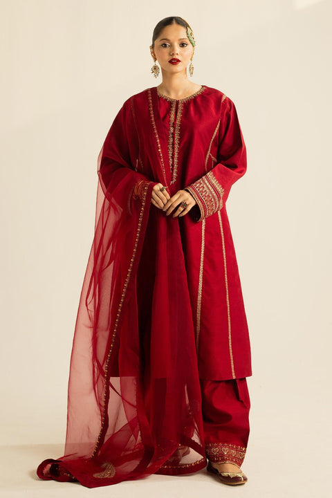 Zara Shahjahan Embroidered Luxury Lawn Unstitched 3Pc Wedding Formals | ZC-4001