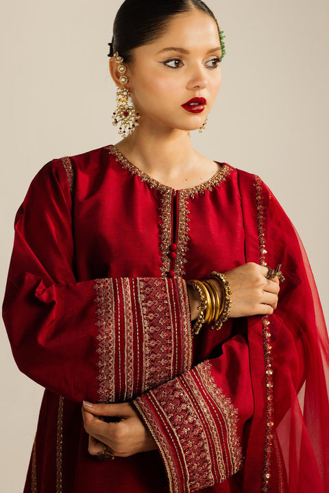 Zara Shahjahan Embroidered Luxury Lawn Unstitched 3Pc Wedding Formals | ZC-4001
