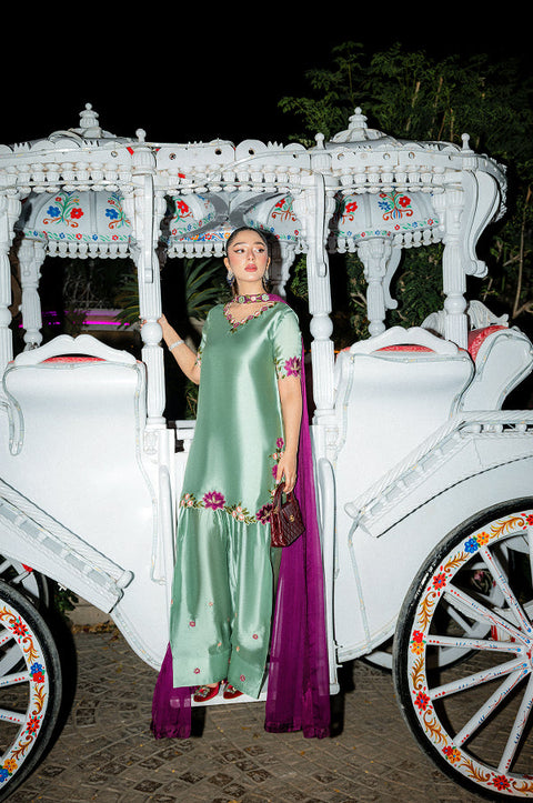 Murk - 3PC LUXURY SILK EMBROIDERED FRONT WITH EMBROIDERED DUPATTA AND TROUSER -Arabella