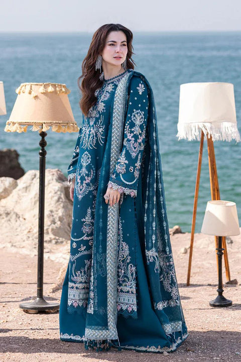 QALAMKAR - 3PC LAWN EMBROIDERED SHIRT WITH EMBROIDERED ORGANZA DUPATTA AND TROUSER - KPR1742