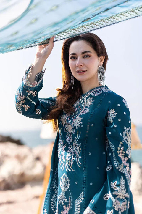 QALAMKAR - 3PC DHANAK SEQUIN EMBROIDERED SHIRT WITH EMBROIDERED DHANAK DUPATTA AND TROUSER - KP1742