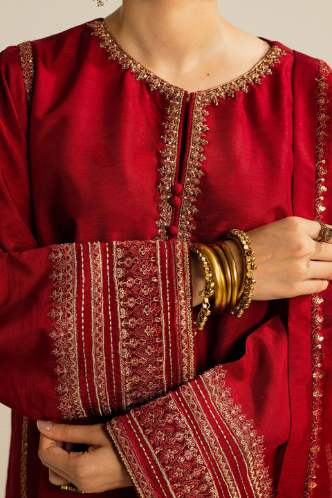 Zara Shahjahan Embroidered Luxury Lawn Unstitched 3Pc Wedding Formals | ZC-4001
