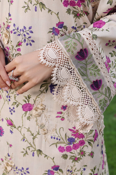 ANEELA  - 3 Piece Unstitched Embroidered Lawn Suit :SPR-26-01