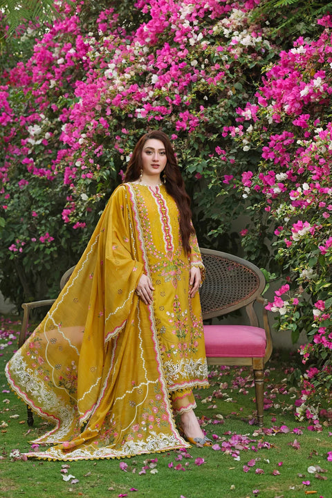 Aneela's - 3-piece luxury unstiched embroidered dress- dhannk dress with  Shawl (LUX-26-71 / 6381)