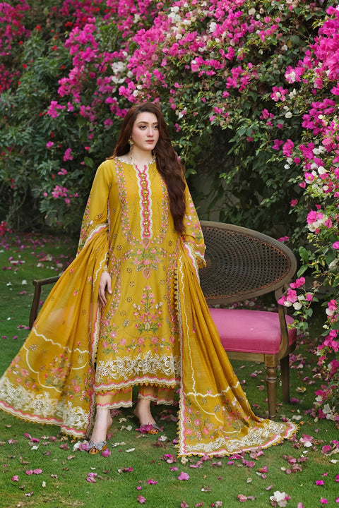 Aneela's - 3-piece luxury unstiched embroidered dress- dhannk dress with  Shawl (LUX-26-71 / 6381)