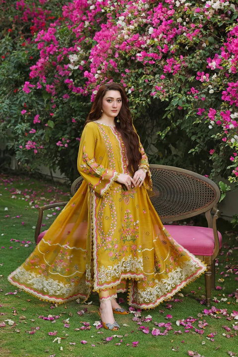 Aneela's - 3-piece luxury unstiched embroidered dress- dhannk dress with  Shawl (LUX-26-71 / 6381)