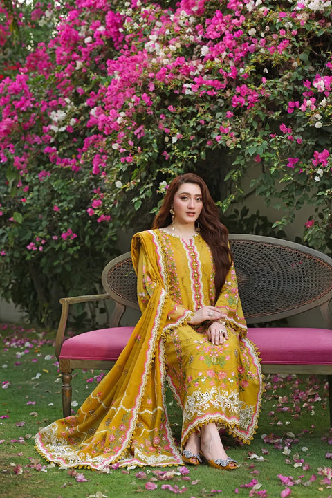 Aneela's - 3-piece luxury unstiched embroidered dress- dhannk dress with  Shawl (LUX-26-71 / 6381)