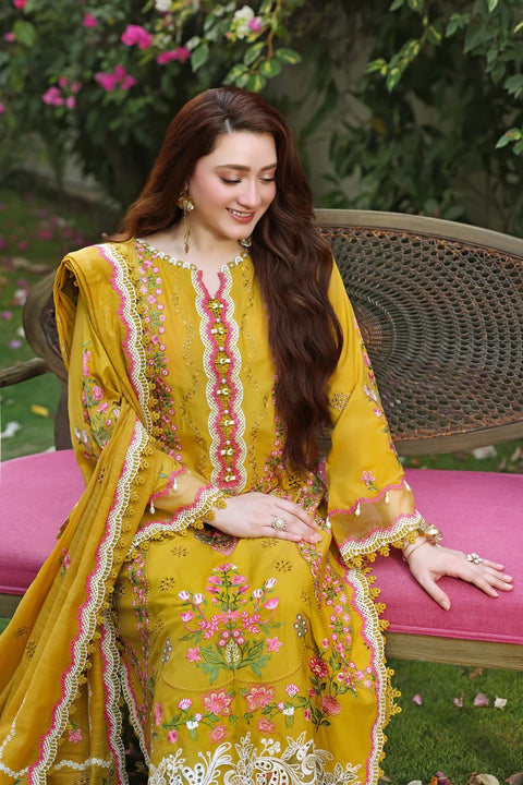 Aneela's - 3-piece luxury unstiched embroidered dress- dhannk dress with  Shawl (LUX-26-71 / 6381)