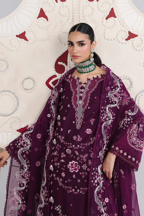 QALAMKAR - 3 Piece Unstitched Embroidered Lawn Suit - QFL-10 TRESA