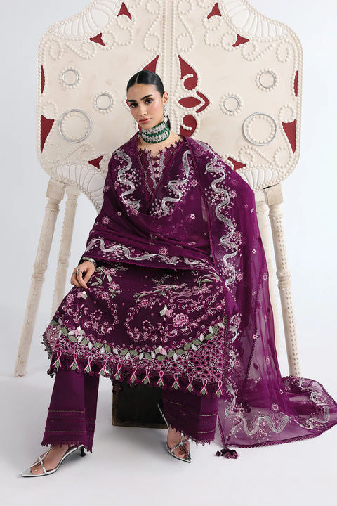 QALAMKAR - 3 Piece Unstitched Embroidered Lawn Suit - QFL-10 TRESA