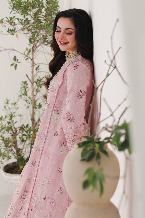 QALAMKAR - 3PC LAWN EMBROIDERED SHIRT WITH JACQUARD WEAVED EMBROIDERED DUPATTA AND COTTON TROUSER -SA-09 HANIYA
