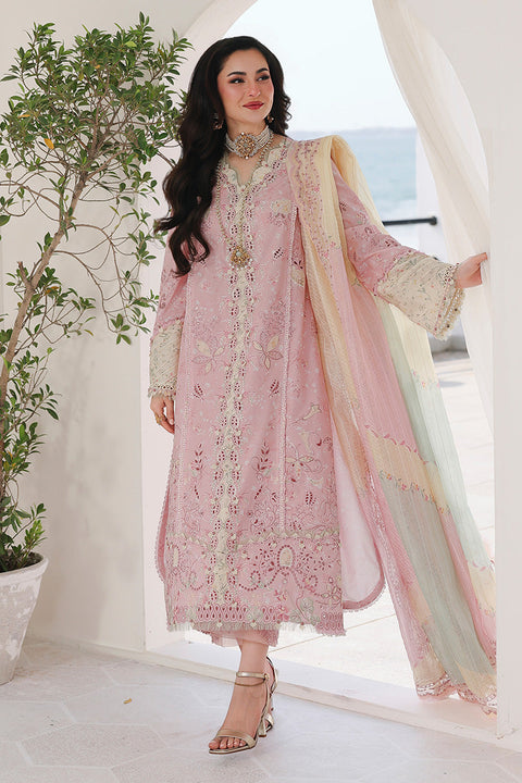 QALAMKAR - 3PC LAWN EMBROIDERED SHIRT WITH JACQUARD WEAVED EMBROIDERED DUPATTA AND COTTON TROUSER -SA-09 HANIYA