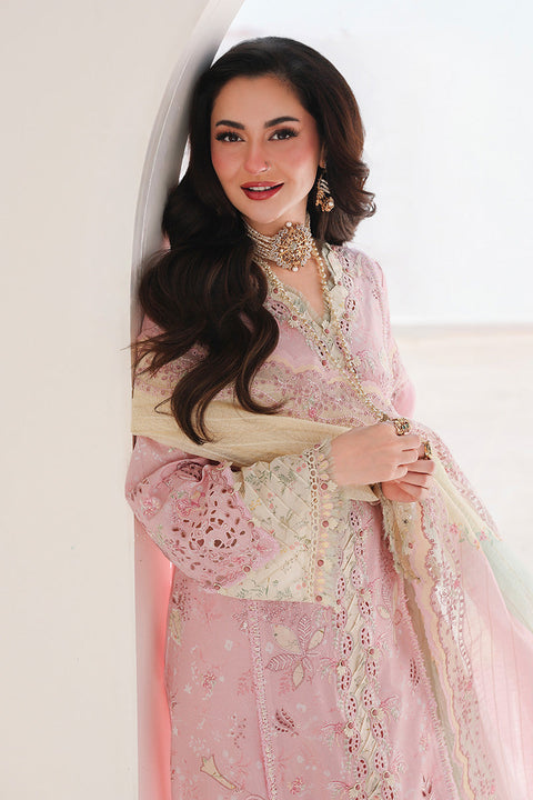 QALAMKAR - 3PC LAWN EMBROIDERED SHIRT WITH JACQUARD WEAVED EMBROIDERED DUPATTA AND COTTON TROUSER -SA-09 HANIYA
