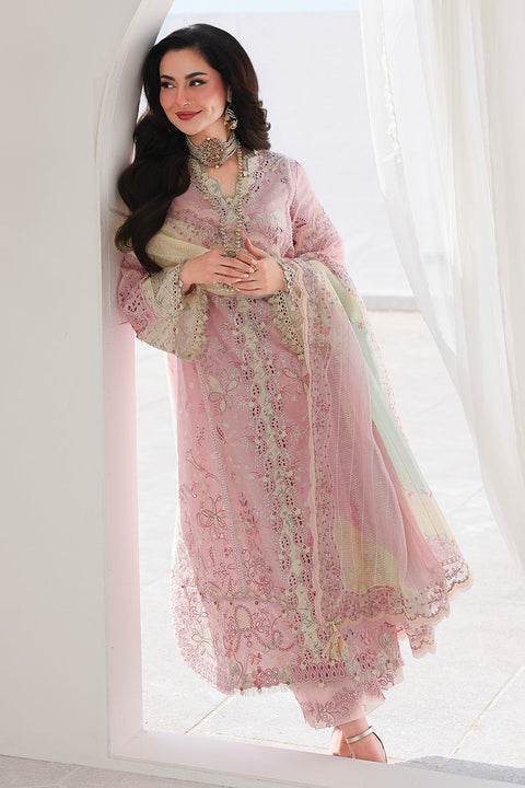 QALAMKAR - 3PC LAWN EMBROIDERED SHIRT WITH JACQUARD WEAVED EMBROIDERED DUPATTA AND COTTON TROUSER -SA-09 HANIYA