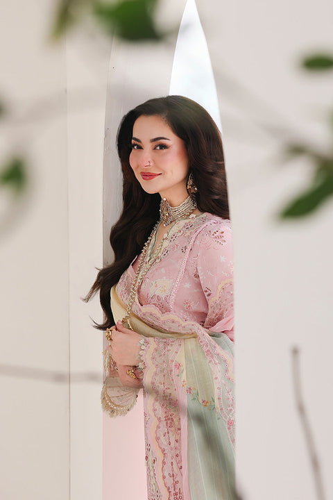QALAMKAR - 3PC LAWN EMBROIDERED SHIRT WITH JACQUARD WEAVED EMBROIDERED DUPATTA AND COTTON TROUSER -SA-09 HANIYA